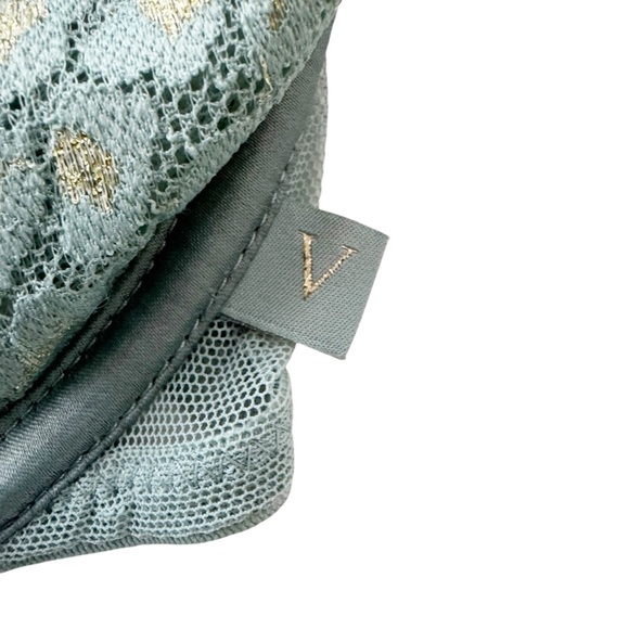 Victoria’s Secret Underwire Gold Metallic Lace Demi Bra Blue Size 32D NWT - Picture 6 of 10